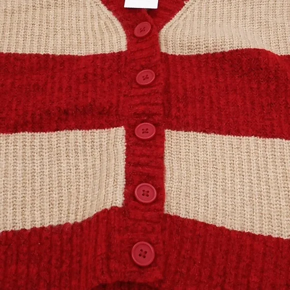 American Eagle Rugby Striped Cardigan Sweater Red XS - Picture 5 of 10